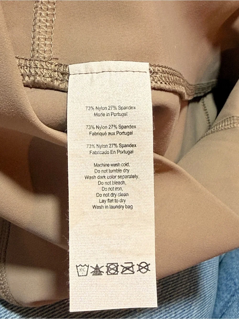 Alo Yoga Vapor High-Waist Full Length Leggings Metallic Gold Stripe Taupe Size M